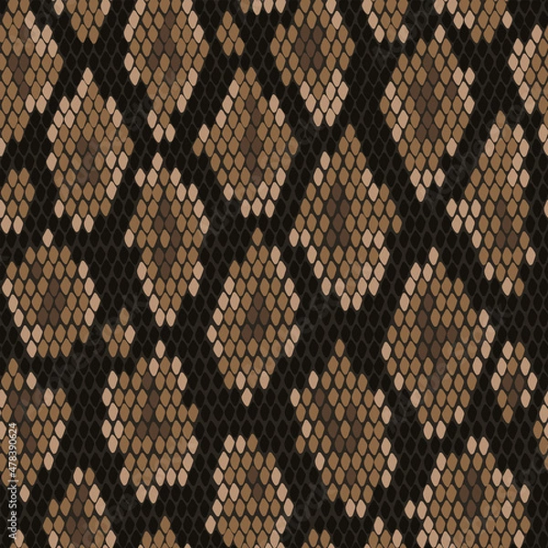 Fototapeta Snake skin seamless pattern.Use for wallpaper, wrapping paper, fabric. Vector illustration.