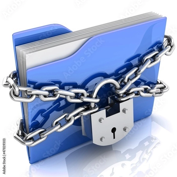 Fototapeta 3D folder locked by chains