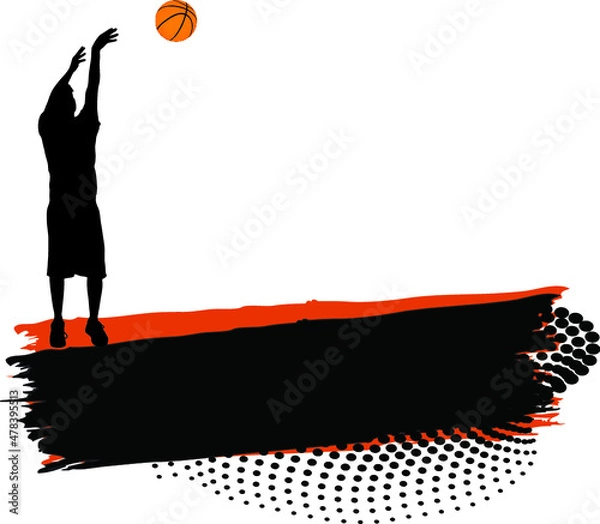 Obraz basketball player silhouette and banner