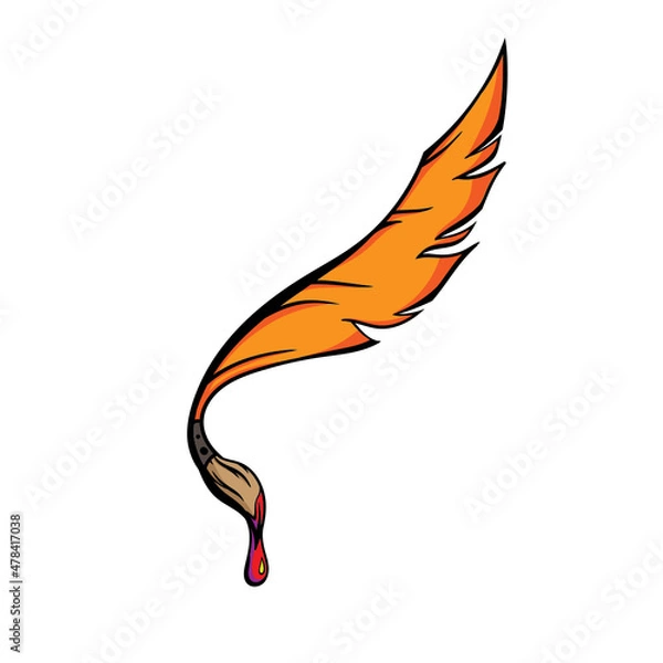 Fototapeta Feather Art Drawing with Ink