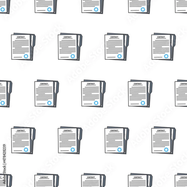 Fototapeta Contract Paper Seamless Pattern On A White Background. Document Theme Vector Illustration