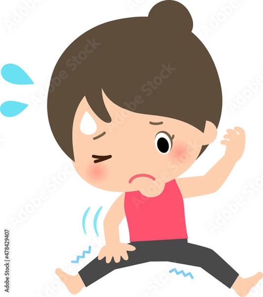 Fototapeta ストレッチをしている体が硬い女性