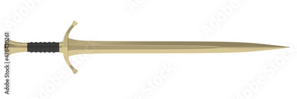 Fototapeta gold sword isolated on white background. 3D rendering. 3D illustration.