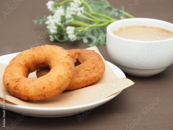 Fototapeta 焼きドーナツとカフェオレ