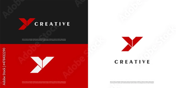 Fototapeta letter Y logo abstract design, Minimalist Y initial based vector icon.
