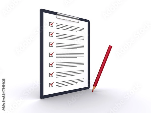 Fototapeta チェックシートと赤鉛筆