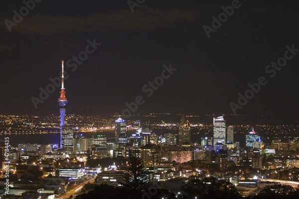 Obraz Auckland City Nowa Zelandia i Sky Tower w nocy