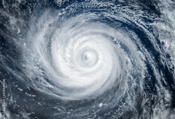 Obraz Super tajfoon, tropikalna burza, cyklon, huragan, tornado, nad oceanem. Tło pogodowe. Tajfoon, burza, wiatrowa burza, gwiazda, wichura porusza się na ziemię. Elementy tego obrazu dostarczone przez NASA.