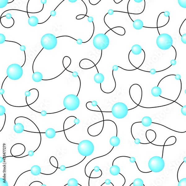 Obraz Seamless vector pattern. Strands of pearls. Beads, pearls. Blue, blue tint. Package. Print. Scrapbooking. Wallpaper.
