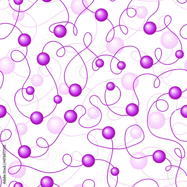 Obraz Seamless vector pattern. Strands of pearls. Beads, pearls. Pink, lilac, lilac shade. Package. Print. Scrapbooking. Wallpaper.