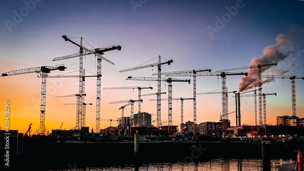 Obraz Eine Großbaustelle am Wasser