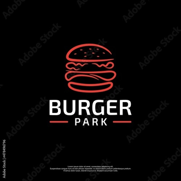 Obraz Simple Burger logo with black background