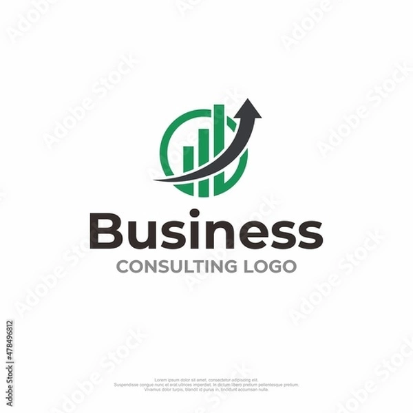 Fototapeta Business consulting logo with arrow and bar chart
