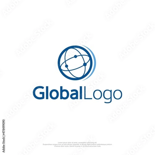 Fototapeta Global logo with a minimalist modern style and globe icons