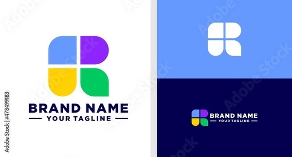 Obraz LETTER R LOGO MONOGRAM GEOMETRIC SIMPLE EDITABLE