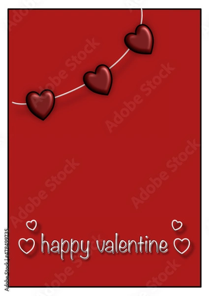 Obraz valentine card with red hearts
