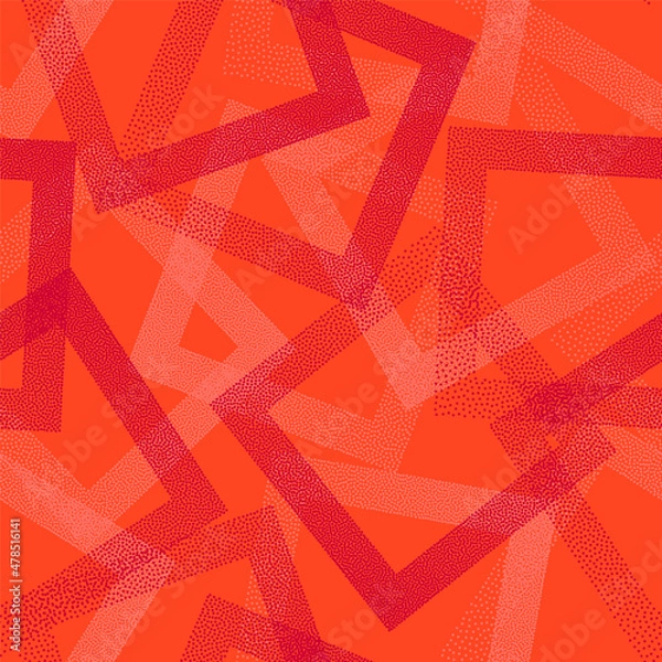 Fototapeta Square rhombus shapes of dot points geometric vector seamless pattern.