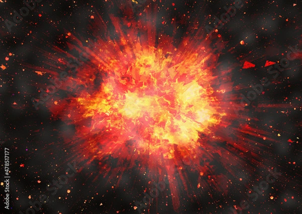Obraz Explosion in space. Fire and shards