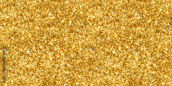 Fototapeta Gold glitter sparks. Shiny confetti and glowing lights. Vector illustration.