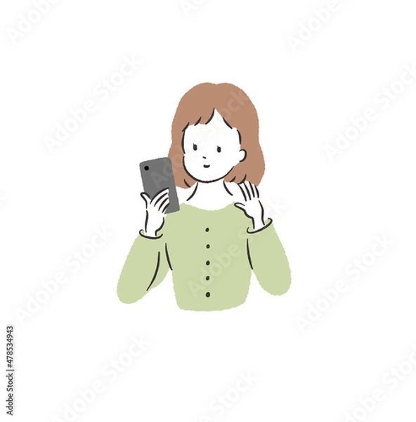 Obraz 女性　スマホ通話