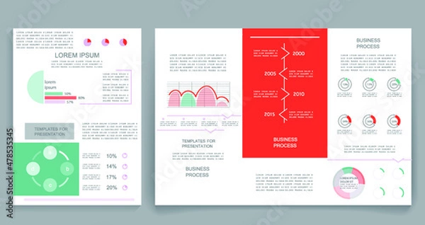 Fototapeta Brochure for business reports, cover layout and infographics