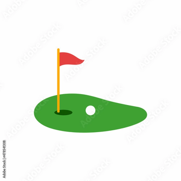 Obraz golf course, flagstick, and golf ball icon vector