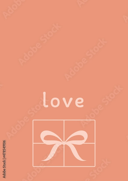 Fototapeta Valentines Day Greeting cards Drawing thin lines blank template with space for text in a minimalistic style Concept of publishing advertising banners on social networks. minimalism