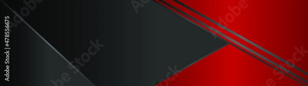 Fototapeta Geometric background. Red, black and gray colors. Decorative web banner or layout. EPS vector illustration