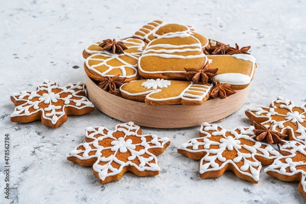 Obraz Gingerbread cookies in the form of snowflakes