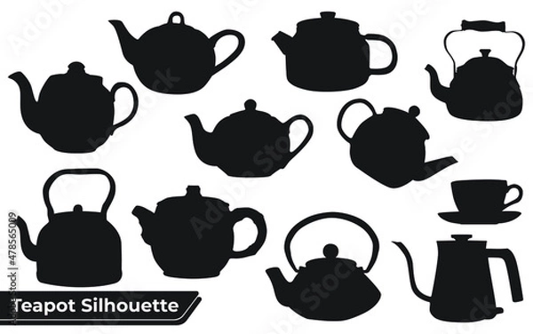 Fototapeta Collection of Teapot Silhouette vector
