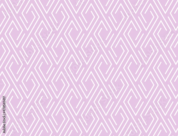 Fototapeta Abstract geometric pattern. A seamless vector background. White and pink ornament. Graphic modern pattern. Simple lattice graphic design