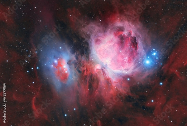 Obraz The Orion Nebula (Messier 42) is a bright nebula in the constellation of Orion. It is one of the brightest nebulae, and is visible to the naked eye in the night sky. M42 is located at a distance of 1,