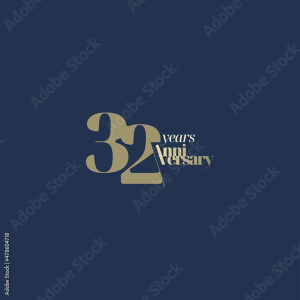 Fototapeta 32 years anniversary logotype with modern minimalism style. Vector Template Design Illustration.