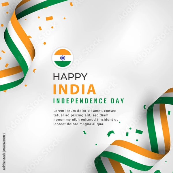 Obraz Happy India Independence Day 15 August Celebration Vector Design Illustration. Template for Poster, Banner, Advertising, Greeting Card or Print Design Element