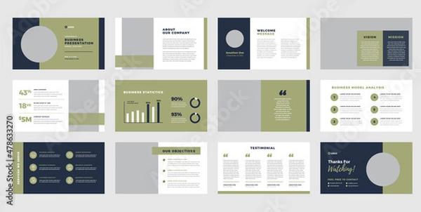 Fototapeta Business Presentation Brochure Guide Design or Pitch Deck Slide Template or Sales Guide Slider