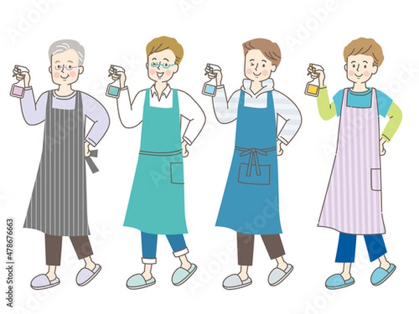 Fototapeta 除菌をする男性の表情セット