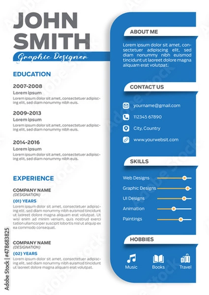 Obraz MINIMALIST RESUME EDITABLE TEMPLATE 