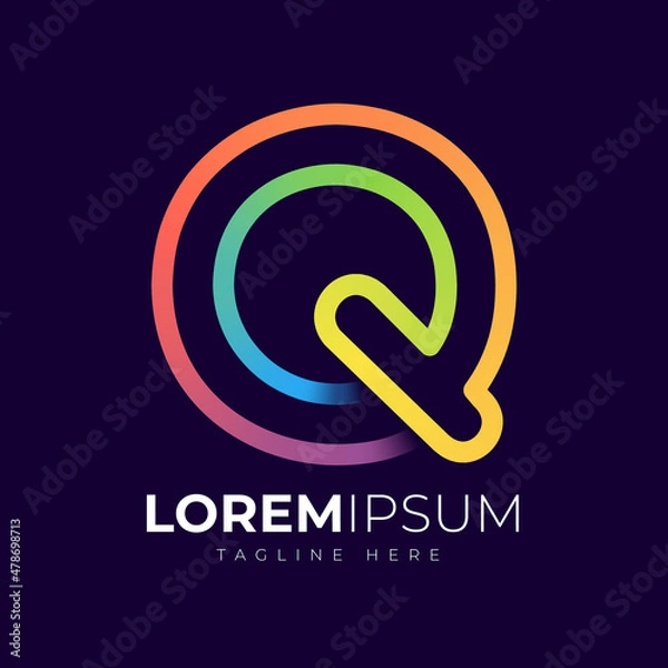 Fototapeta Letter q logo design template. Creative modern trendy q typography and colorful gradient.