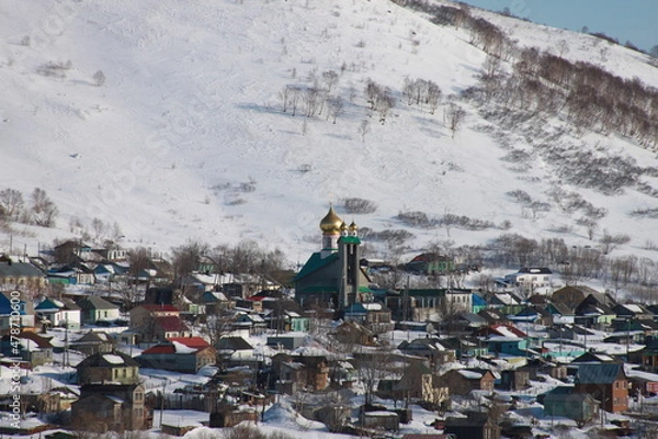 Obraz The village at the foot of the mountain