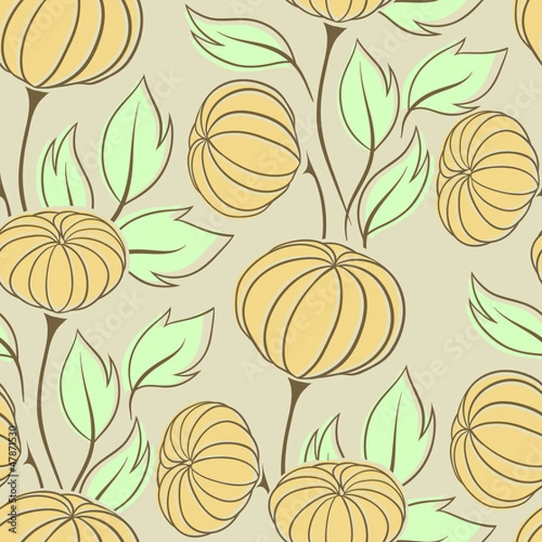Obraz Vector illustration of pumpkins (Seamless Pattern)