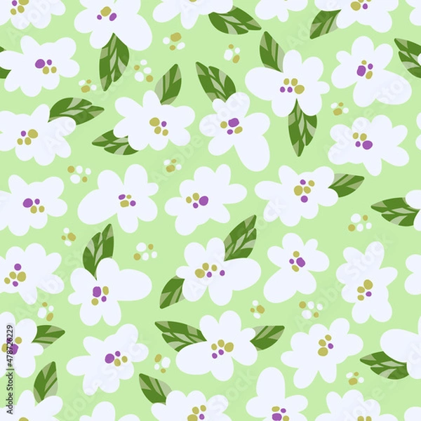 Obraz Apple blossom branch, pastel repeat pattern