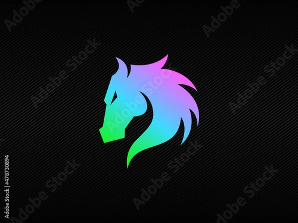 Fototapeta Modern horse head badge logo with RGB light colors