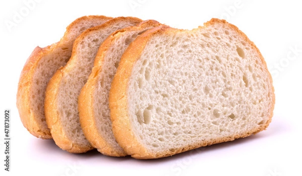 Fototapeta Slices of bread isolated on white background.