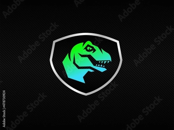 Fototapeta Modern raptor head badge logo with bright RGB colors