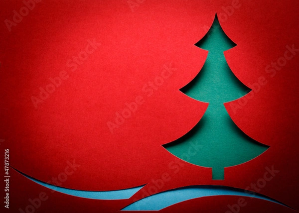 Obraz Christmas tree paper cutting design card