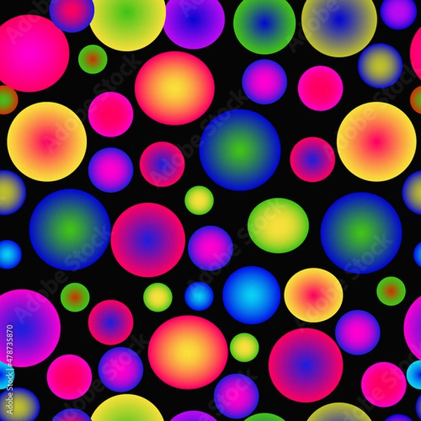 Obraz Print multicolored balls on a black background