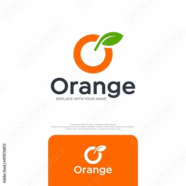Fototapeta Orange fruit logo with a simple modern style