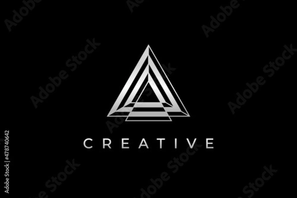 Fototapeta Triangle logo with silver color