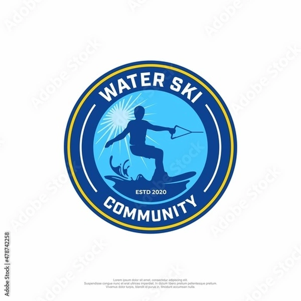 Fototapeta Water Ski community logo with badge style