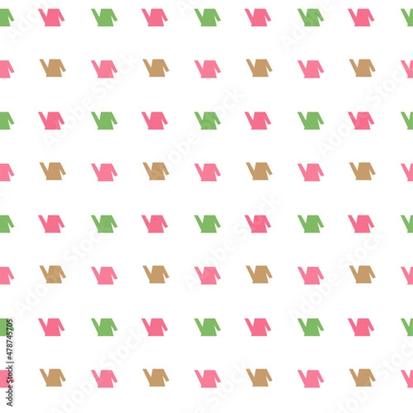Fototapeta Colored watering cans. Static abstract vector pattern. Pink, green, brown.